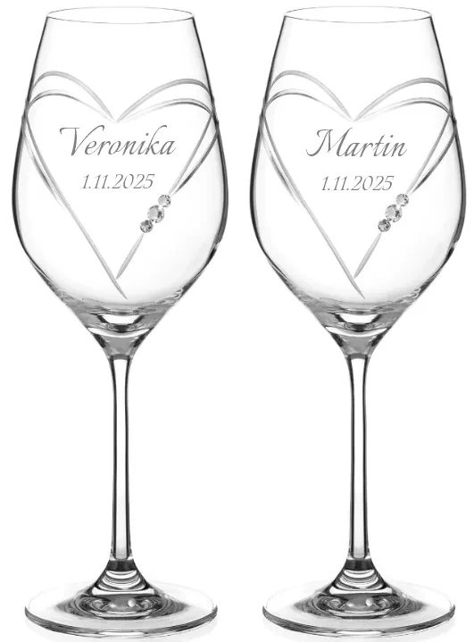Dekorant Svadobné poháre na biele víno Aphrodite s krystaly Swarovski 360ml 2KS VARIANTA 3