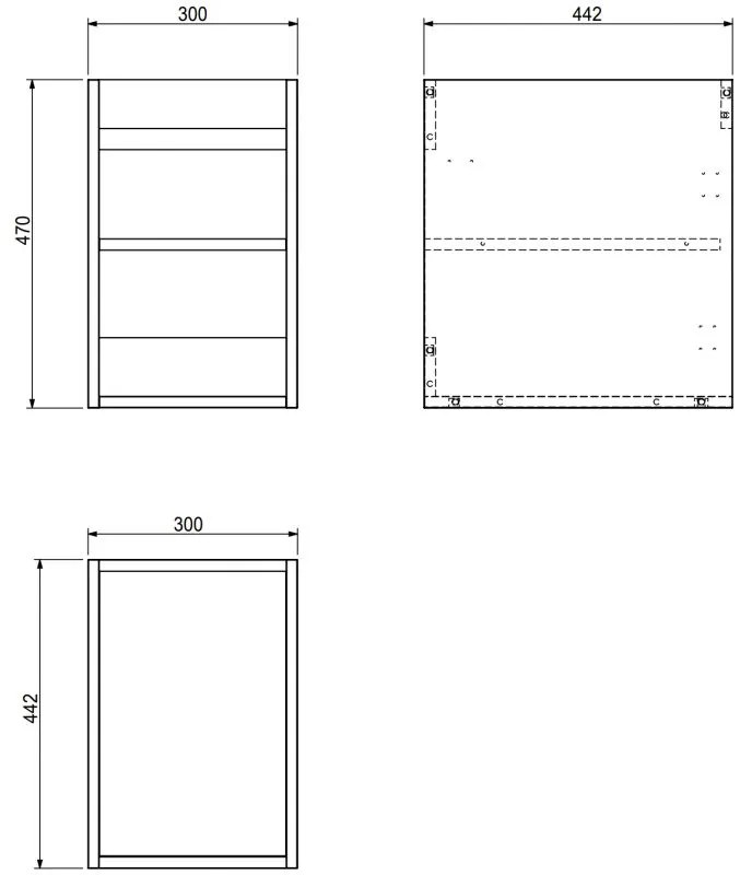 Mexen Box-A, závesná skrinka 30 cm, orech, 91AX1-0300-470-1-86