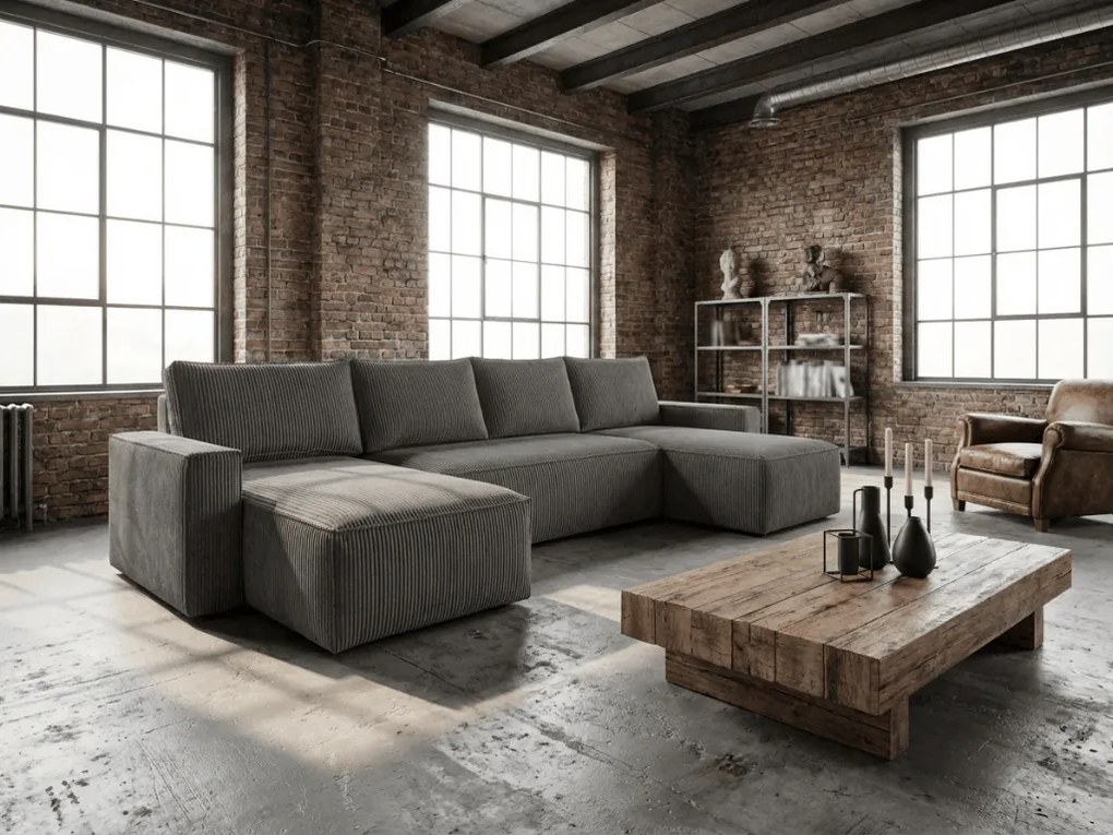 Tmavosivá sedacia súprava do U SMART COSARO 295x140 cm