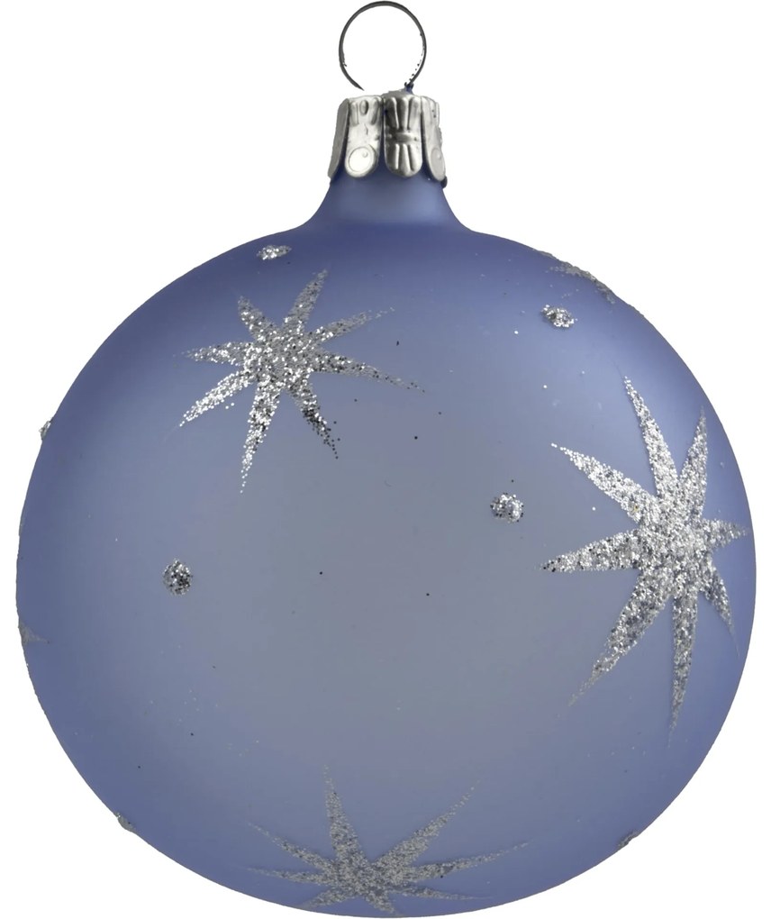 Bella Rose Sklenená vianočná ozdoba Guľa Svetlomodrá Mat Hviezda