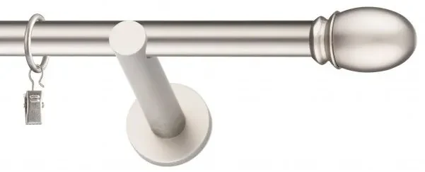 Dekorstudio Chrómová matná jednoradová garniža OVAL 19mm Dĺžka: 200cm, Typ uchytenia: Držiak modern, Typ príslušenstva: Krúžky tiché so štipcami