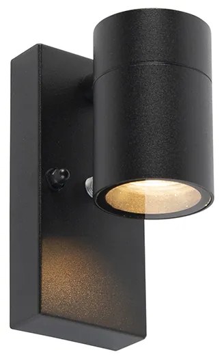 Moderná vonkajšia nástenná lampa čierna IP44 so senzorom súmraku - Solo