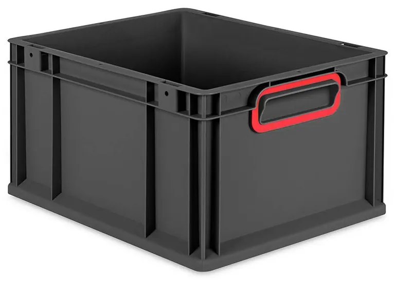 Sada 8 kusov - Eurobox Next Gen 2.0 Cycle - Stohovateľný kontajner s uzavretými rukoväťami - Červený - 400 x 300 x 220 mm - Antracit