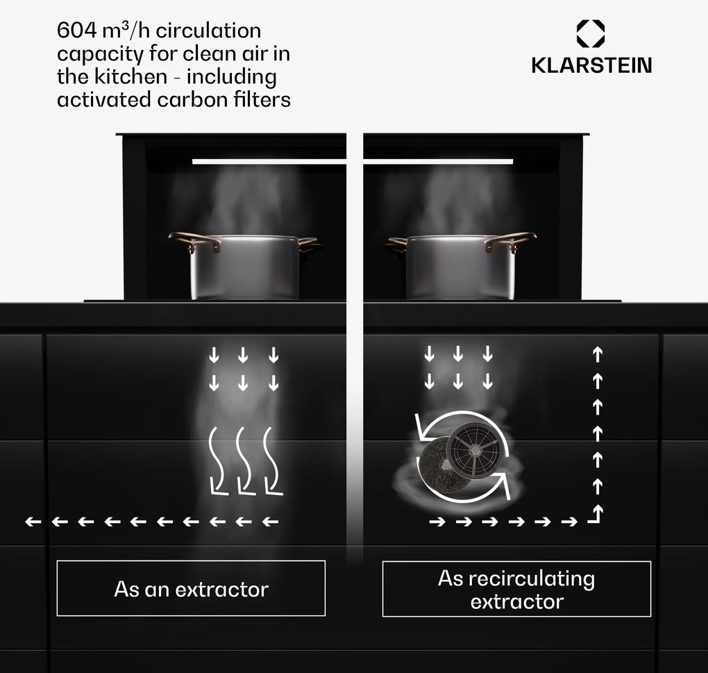 Klarstein Royal Flush Eco 75 digestor 75 cm 650 m³/h EEK A++ vrátane filtrov s aktívnym uhlím