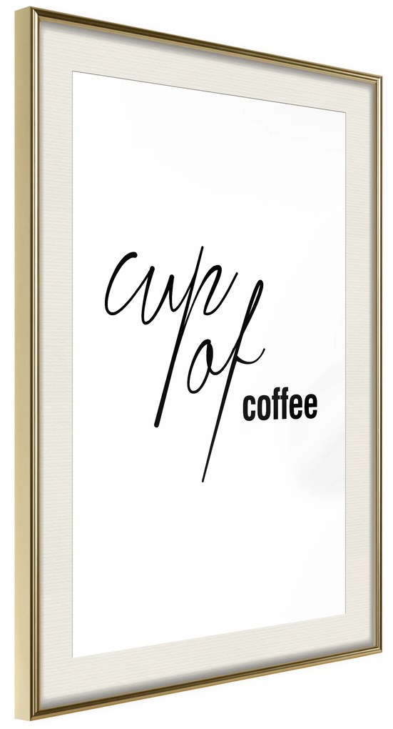 Artgeist Plagát - Cup of Coffee [Poster] Veľkosť: 30x45, Verzia: Zlatý rám s passe-partout