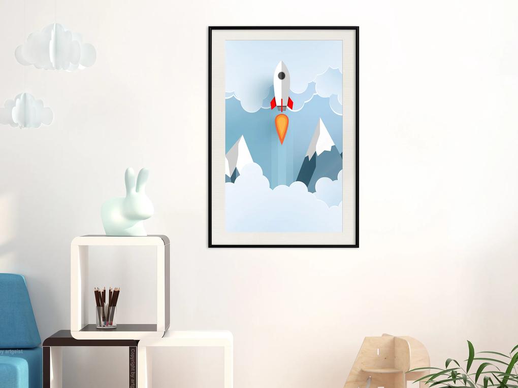 Artgeist Plagát - Rocket in the Clouds [Poster] Veľkosť: 20x30, Verzia: Čierny rám s passe-partout