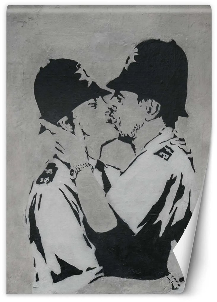 Gario Fototapeta Bozkávanie policajtov, Banksy nástenná maľba Materiál: Vliesová, Rozmery: 100 x 140 cm