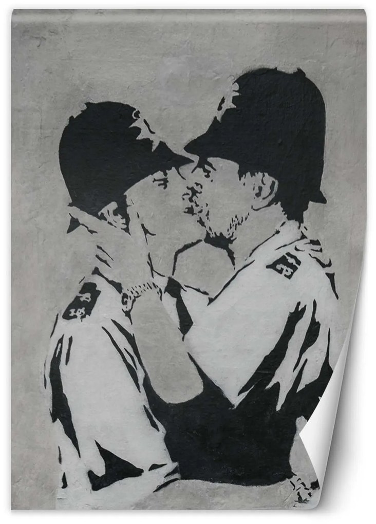 Gario Fototapeta Bozkávanie policajtov, Banksy nástenná maľba Materiál: Vliesová, Rozmery: 200 x 280 cm