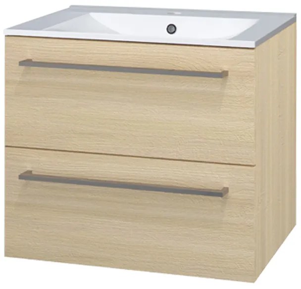 Mereo Mereo, Bino, kúpeľňová skrinka s keramickým umývadlom 61 cm, biela, dub, MER-CN630