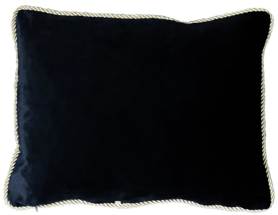 Čierny zamatový vankúš so zlatým zapletenej lemom - 45 * 35cm