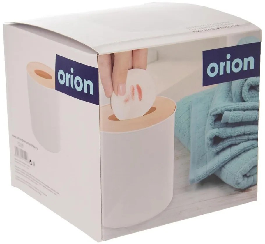 Orion Mini - odpadkový kôš, biely kozmetický kôš s bambusom, WHITNEY