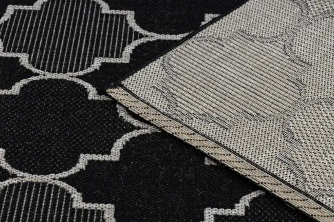 Koberec SIZAL FLOORLUX 20607 marokánsky, trellis - čierny, strieborný