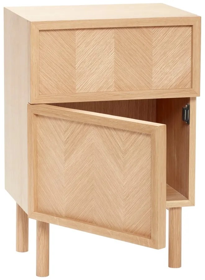 Nočný stolík z dubového dreva v prírodnej farbe Herringbone – Hübsch