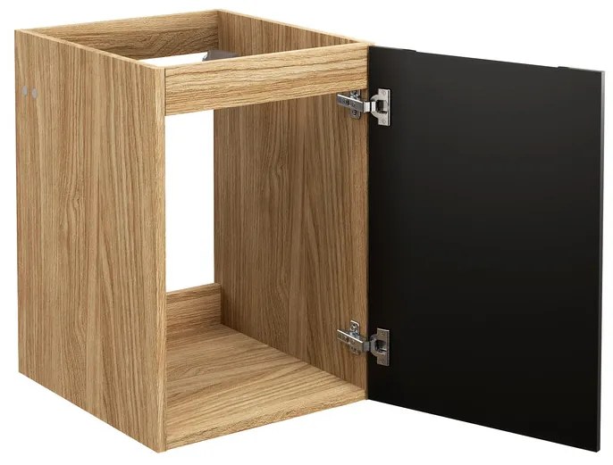 Závěsná skříňka Luxor Black SD s deskou a umyvadlem 120 cm černá/dub olejovaný