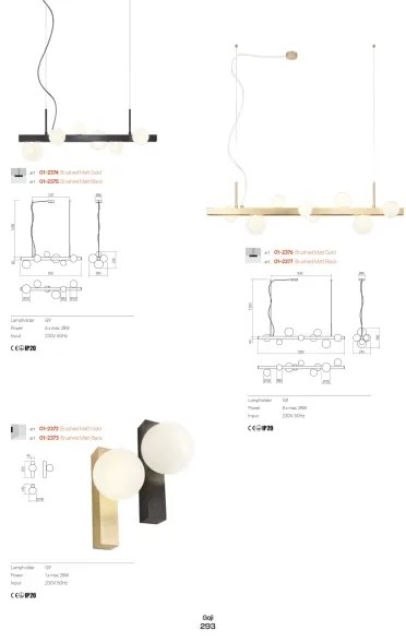 Redo 01-2377 - Luster na lanku GOJI 8xG9/28W/230V čierna