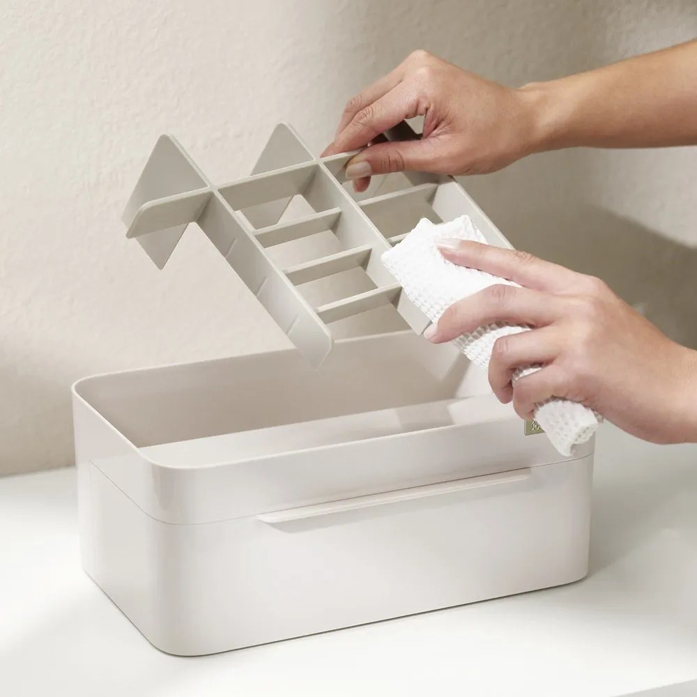 Béžový plastový kúpeľňový organizér na kozmetiku Viva – Joseph Joseph