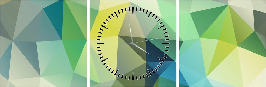 Obraz geometrické abstrakcie (s hodinami) (90x30 cm)