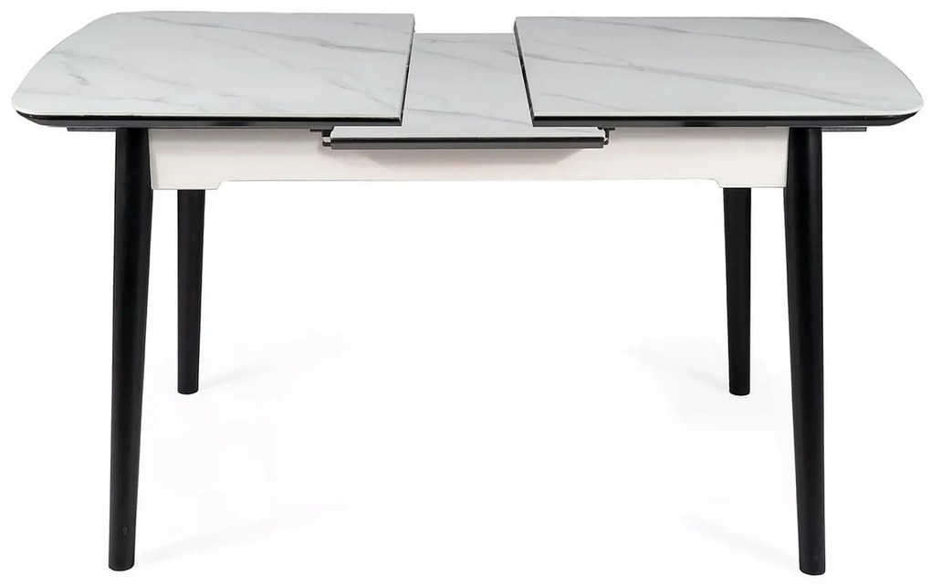 Rozkladací jedálenský stôl Apollo 120/160 cm biely mramor/čierny