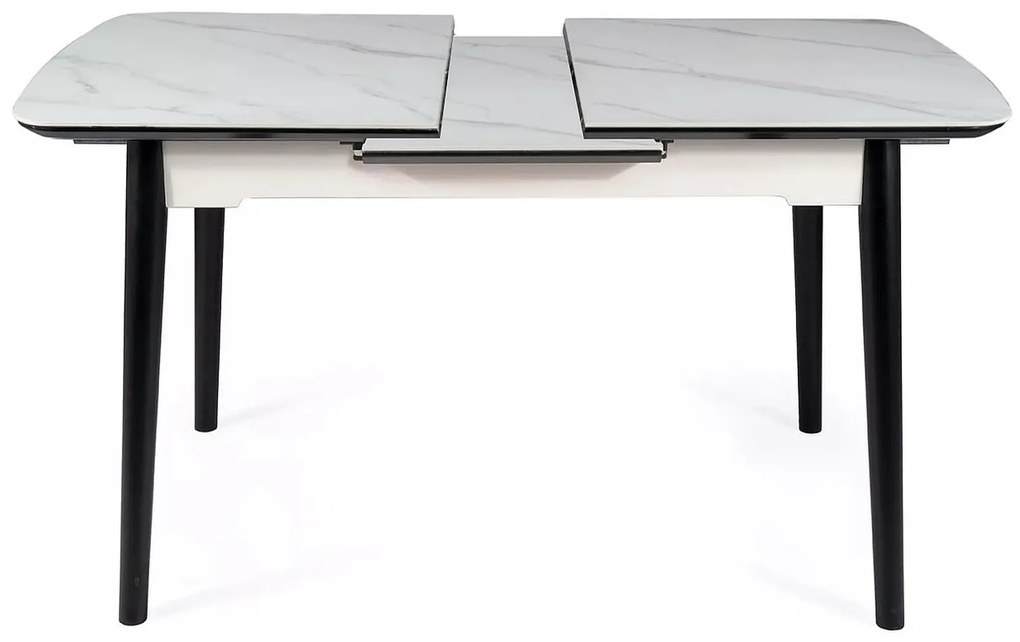 Rozkládací jídelní stůl Apollo 120/160 cm bílý mramor/černý