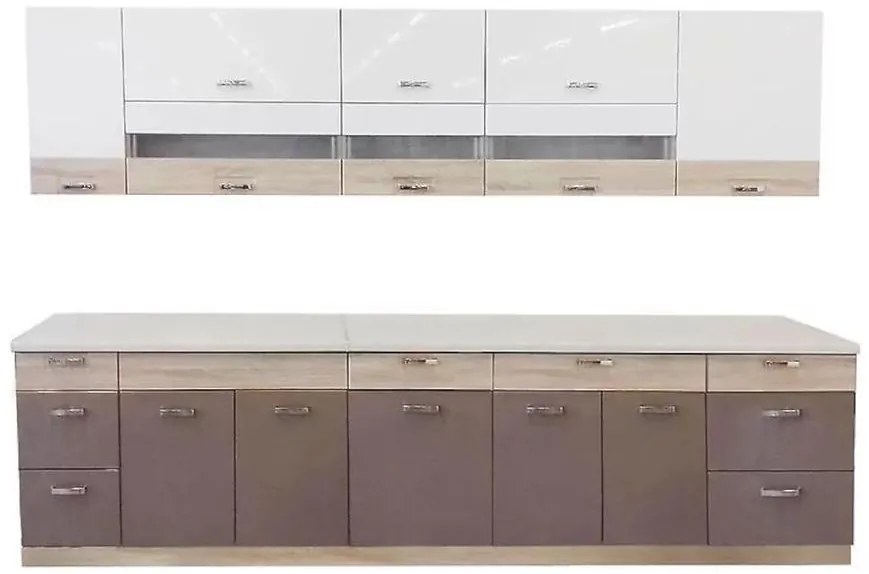 Kuchynská linka Premio 330 dub sonoma/biela/son/lesklá ca