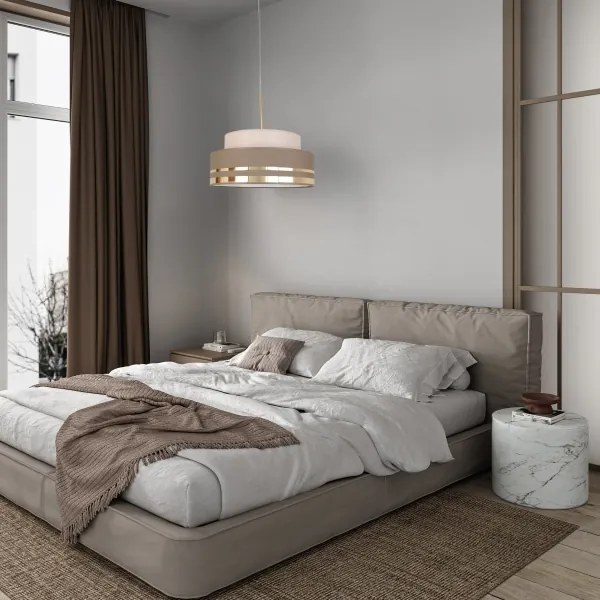Luster na lanku TAMI 1xE27/60W/230V pr. 40 cm béžová/hnedá/zlatá