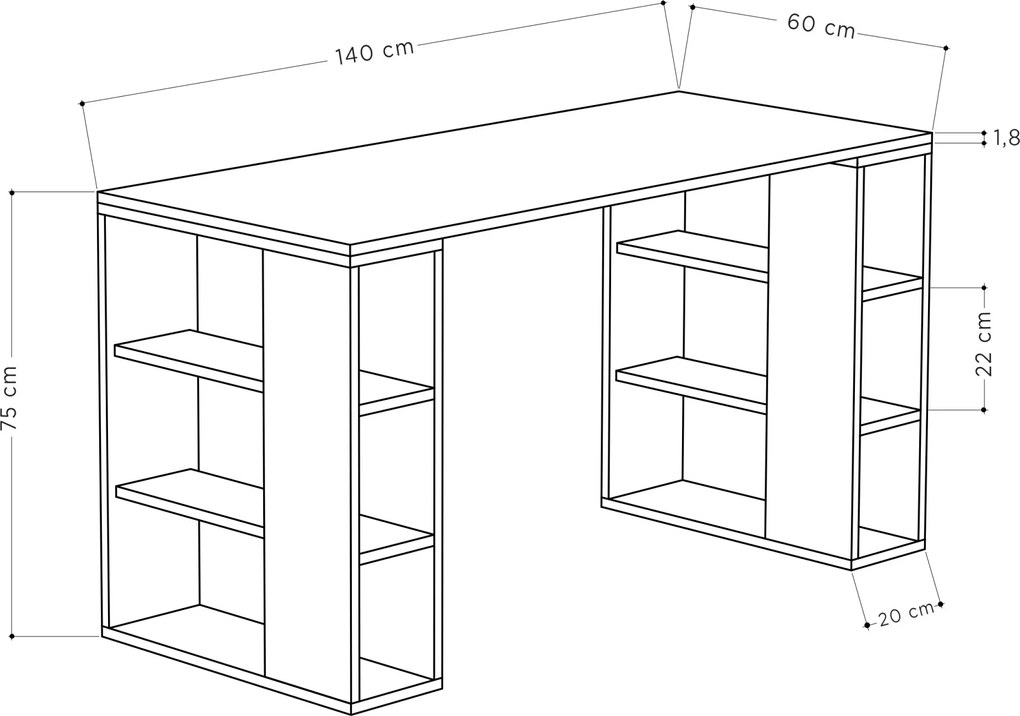 Moderný písací stôl Houseland Colmar dub safírový