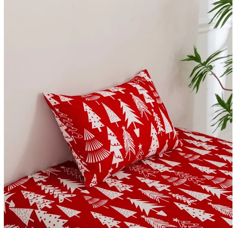 Plachta a obliečka na vankúš CHRISTMAS TREES Rozmer: 2 ks 50 x 70 cm | 200 x 240 cm