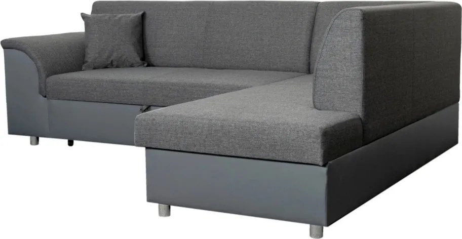 Rohová sedacia súprava Bernett, antracitová ekokoža/sivá látka, pravý roh