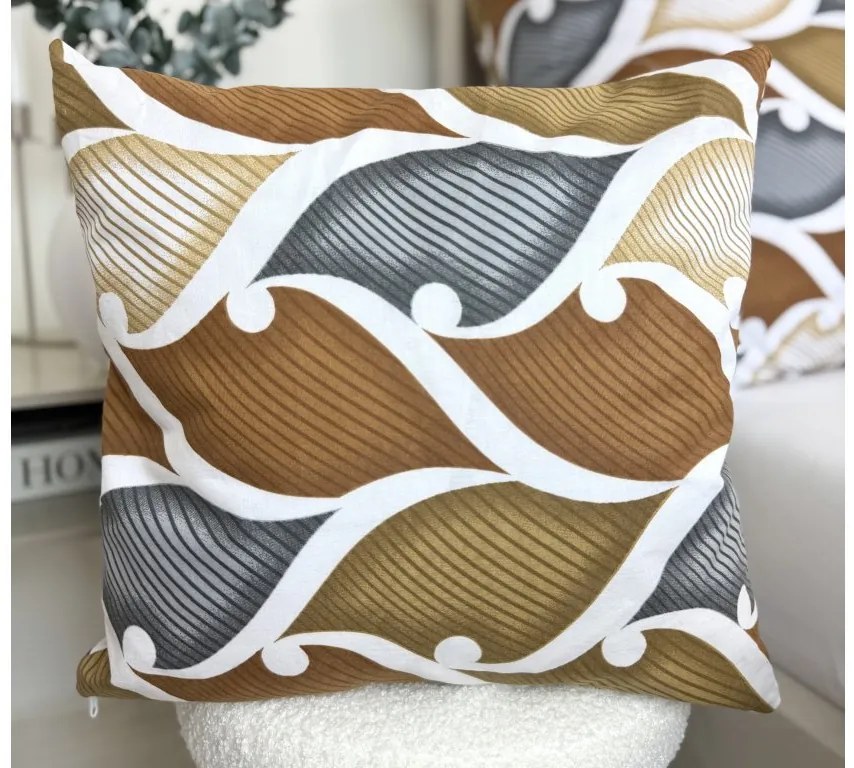 INTERMEDIC SK Obliečka na vankúš Waves 40×40 – bavlna, zips, hnedý moderný vzor