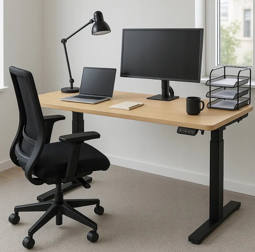 Herný stôl BR04 svetlohnedý s čiernym rámom 140 cm