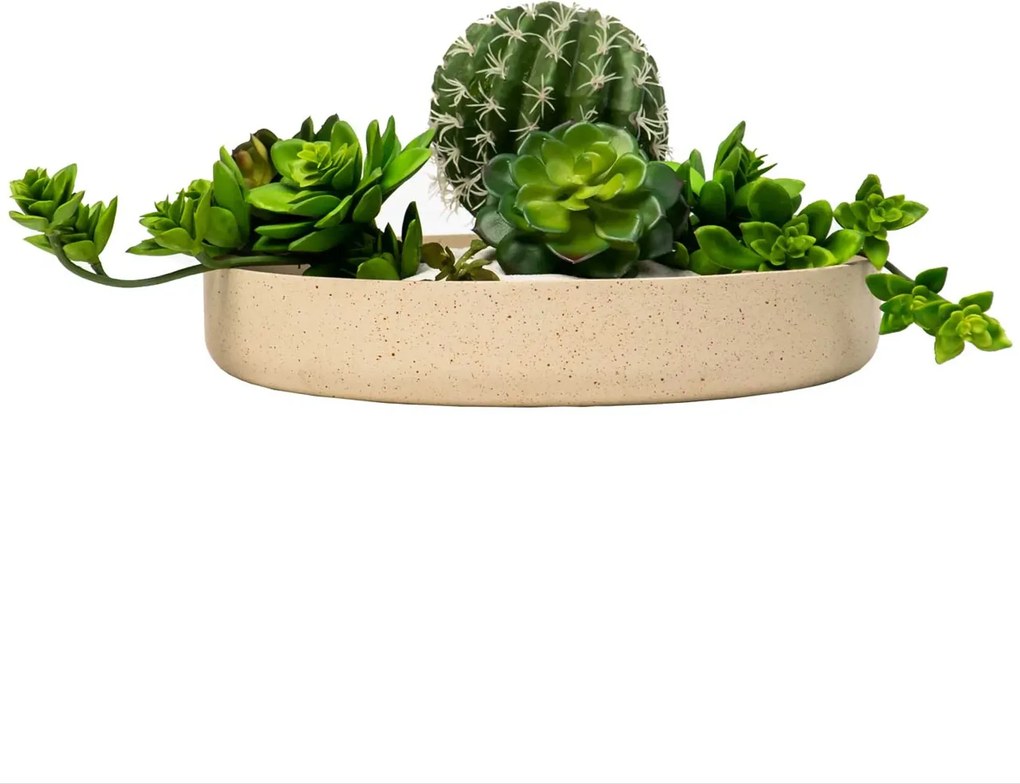 Dekoračná miska ORYVEN, sklolaminát, priemer 34 cm, béžová