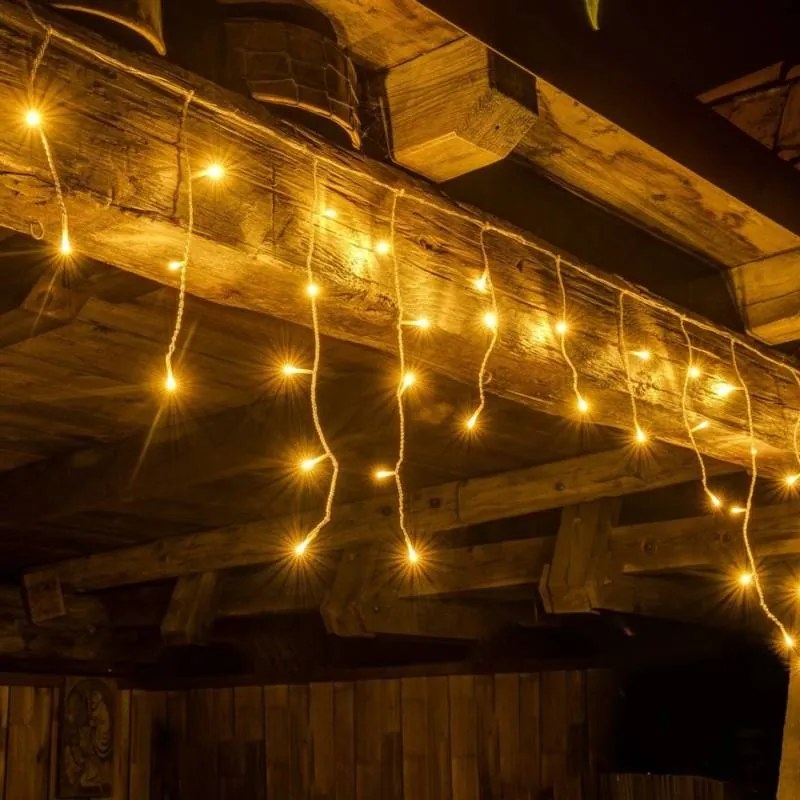 DECOLED Hobby Line interiérové LED ľadové kvapky, svietiace, 200 × 50 cm, teplá biela, 40 diód, priehľadný kábel, IP20, predlžovací