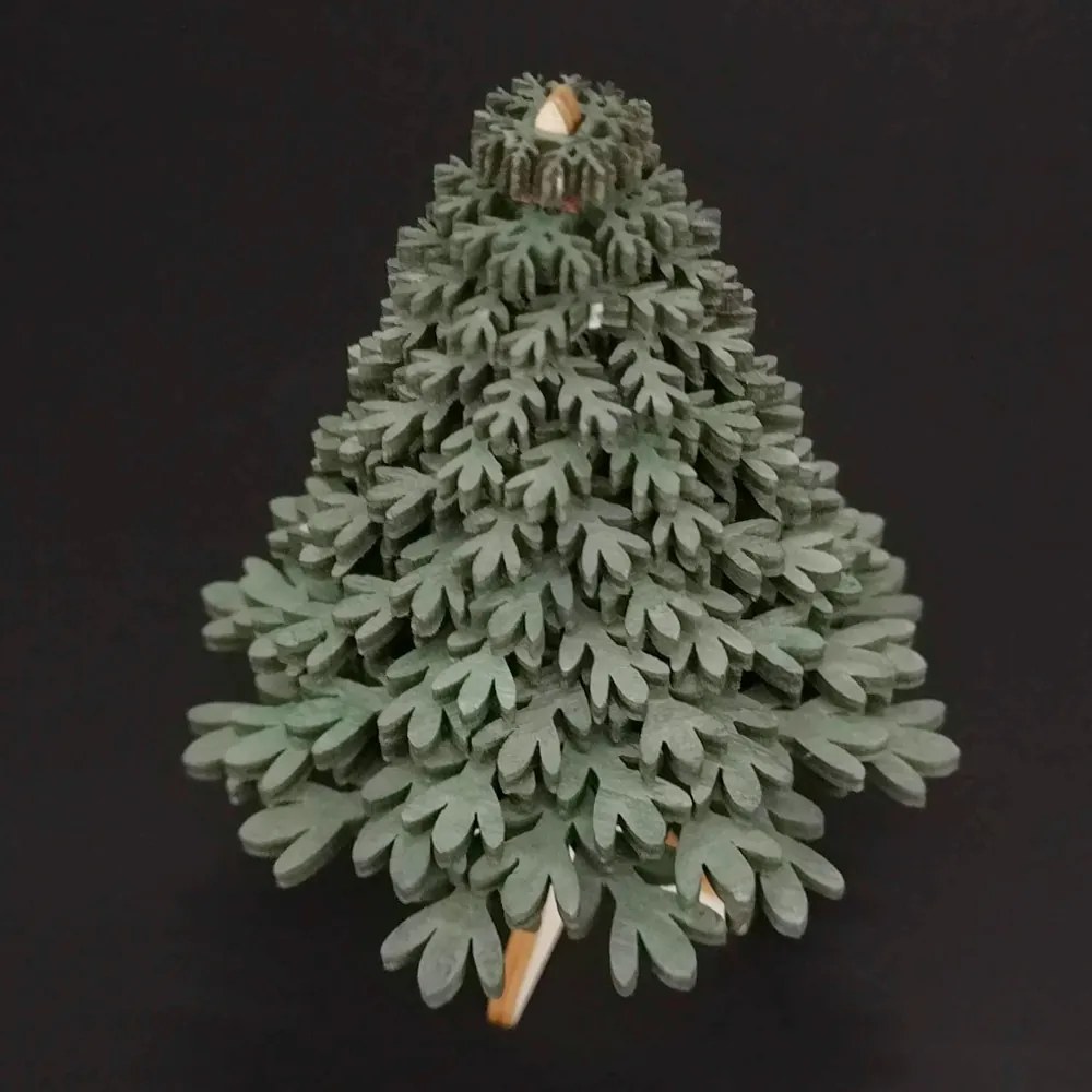 AMADEA Drevený 3D stromček zelený 10 cm