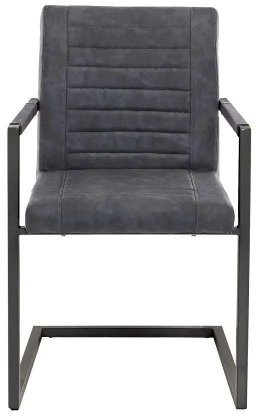 furniture-nabytek.cz - Sada 2 masivních křesel s područkou Picton, umělá kůže / kov, šedá/černá