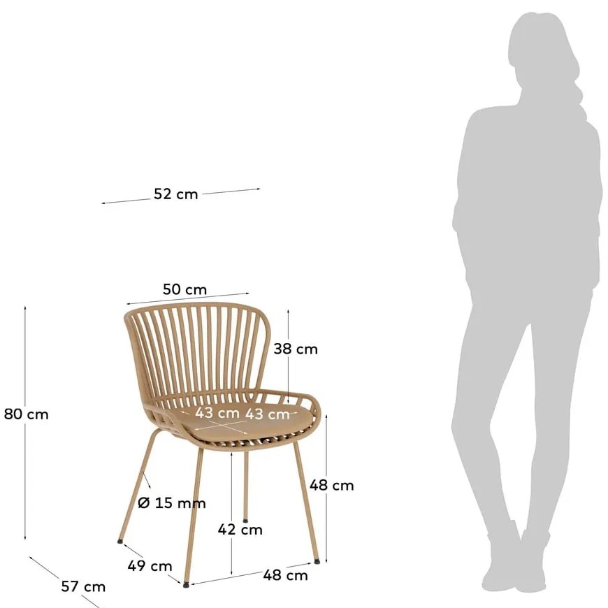 Béžová záhradná stolička s oceľovou konštrukciou Kave Home Surpik