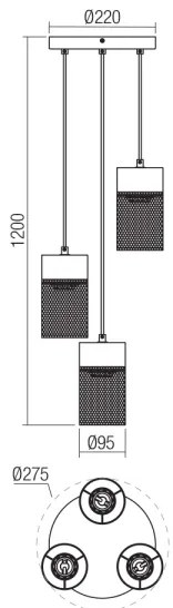 Redo 01-3142 - Luster na lanku STEM 3xE27/42W/230V