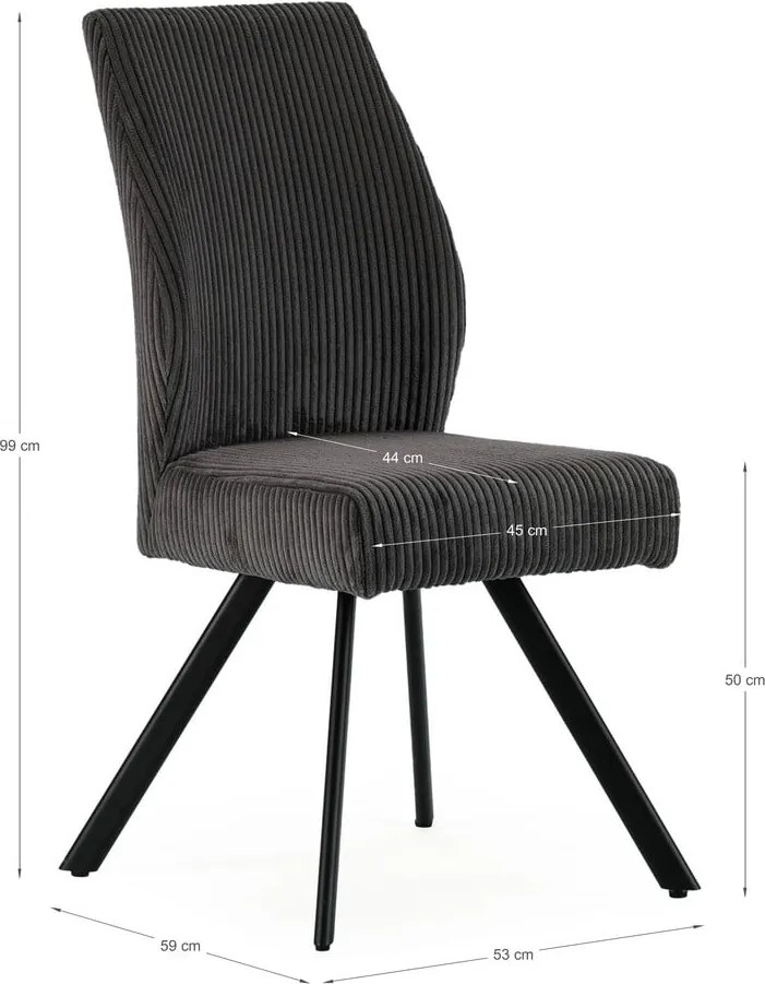 Tmavosivé menčestrové jedálenské stoličky v súprave 2 ks Anibal – Marckeric