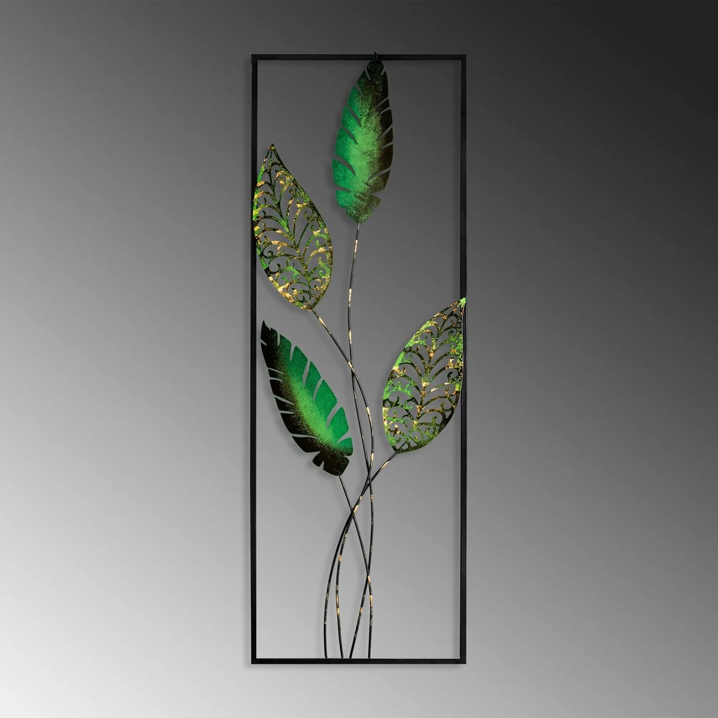 Nástenná kovová dekorácia Timeyi 3 zelená/čierna