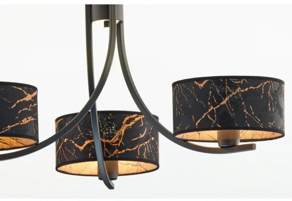Jupiter 2106- Luster na reťazi ARTHUR 3xE27/15W/230V čierna/oranžová/mramorový dekor