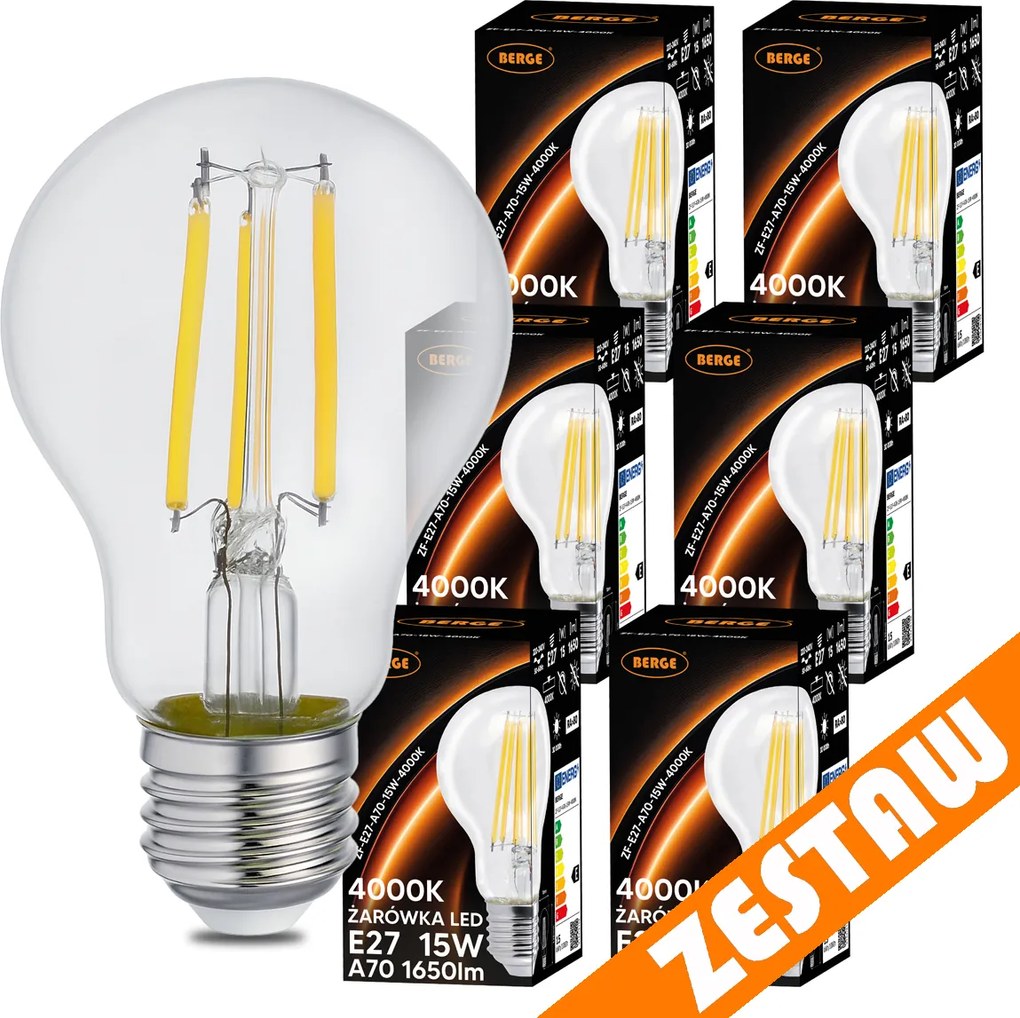 SADA 6x LED žiarovka E27 15W 1650lm 4000K - neutrálna biela