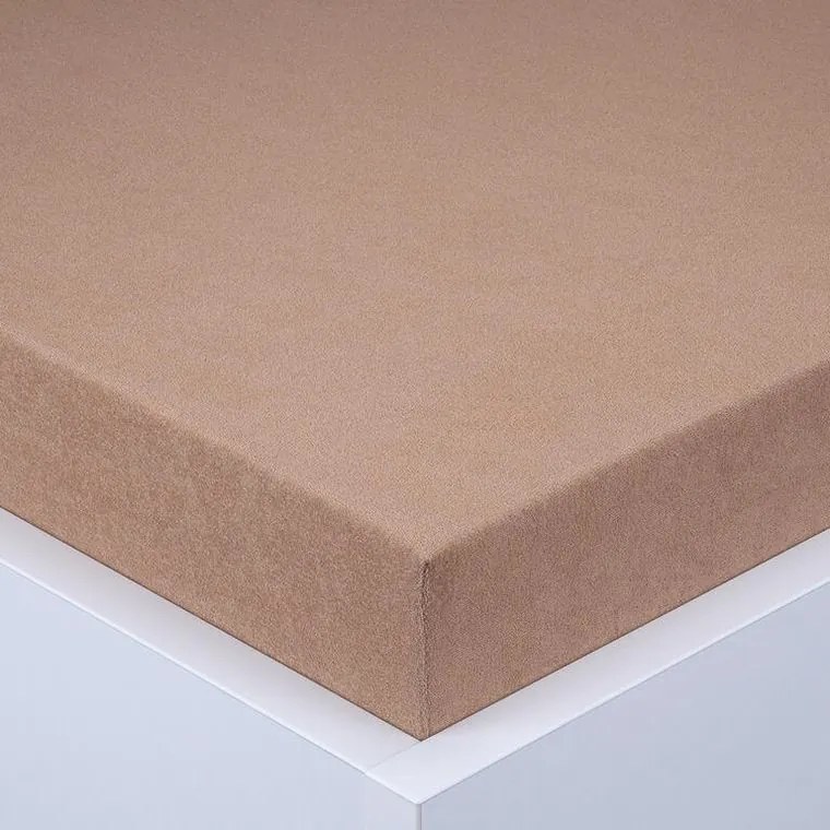 Napínacia plachta na posteľ froté EXCLUSIVE orechová 90 x 200 cm