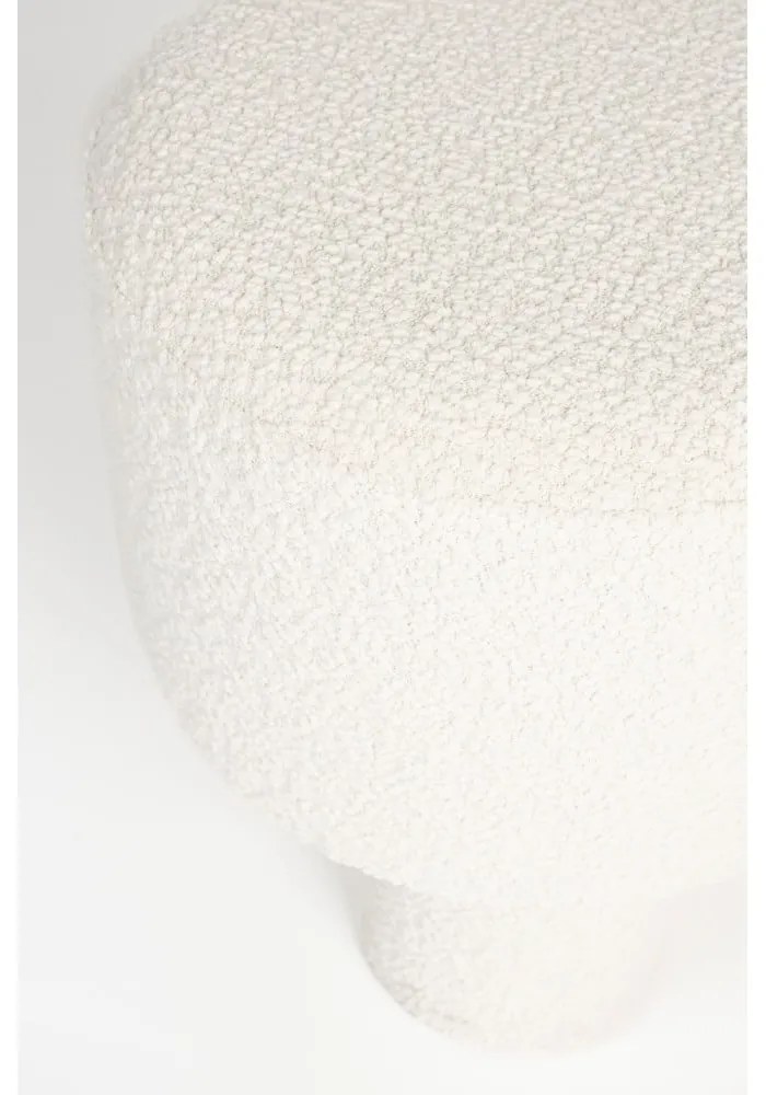 Biely taburet z textílie buklé Marcos – White Label