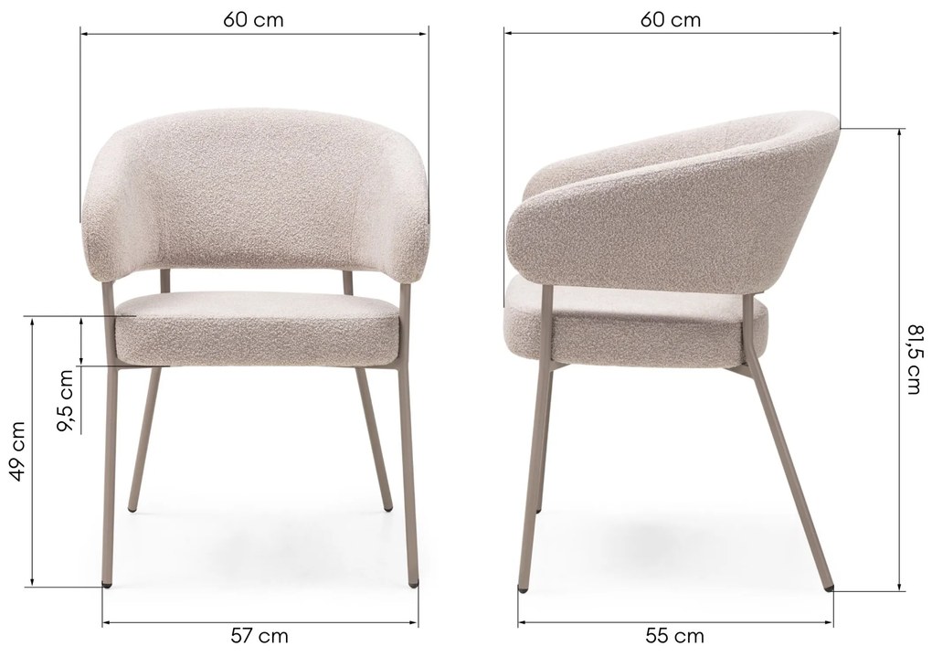 Jídelní křeslo Lamu bouclé béžové