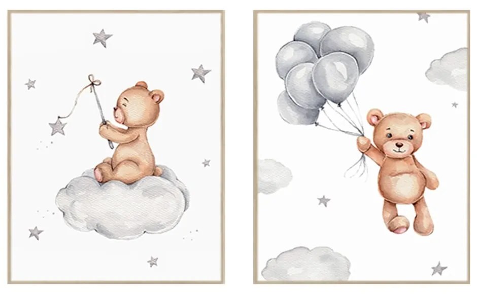 Detské obrázky v súprave 2 ks 30x40 cm Teddy Bears – knor
