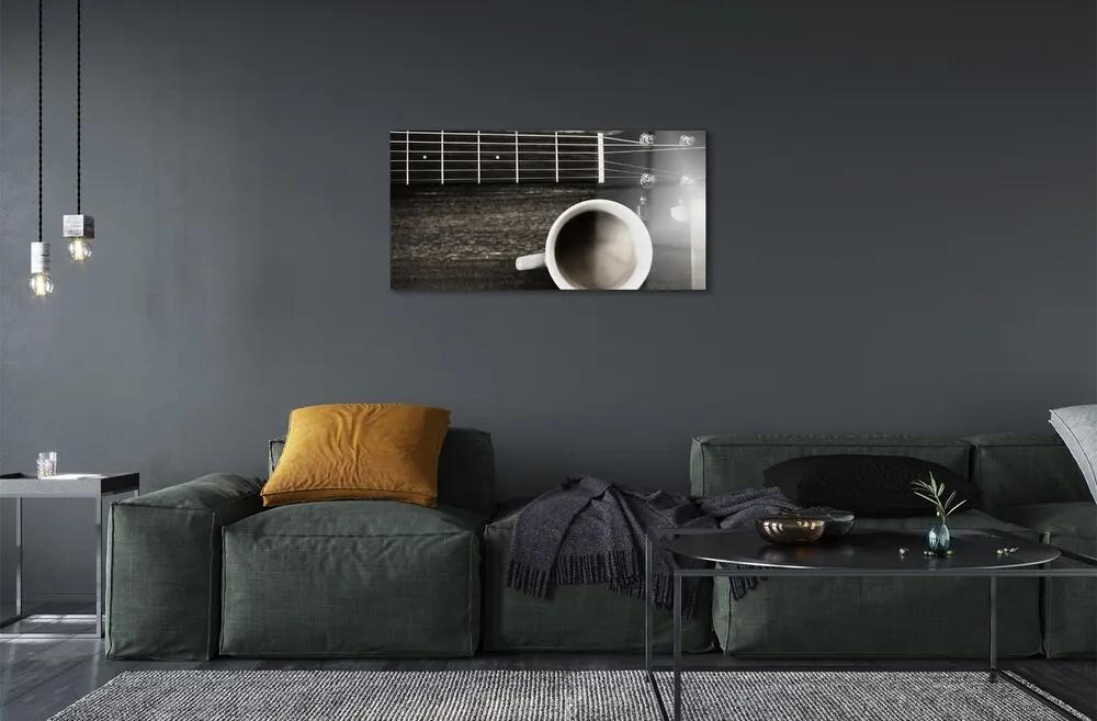 Obraz na skle coffee gitara 100x50 cm