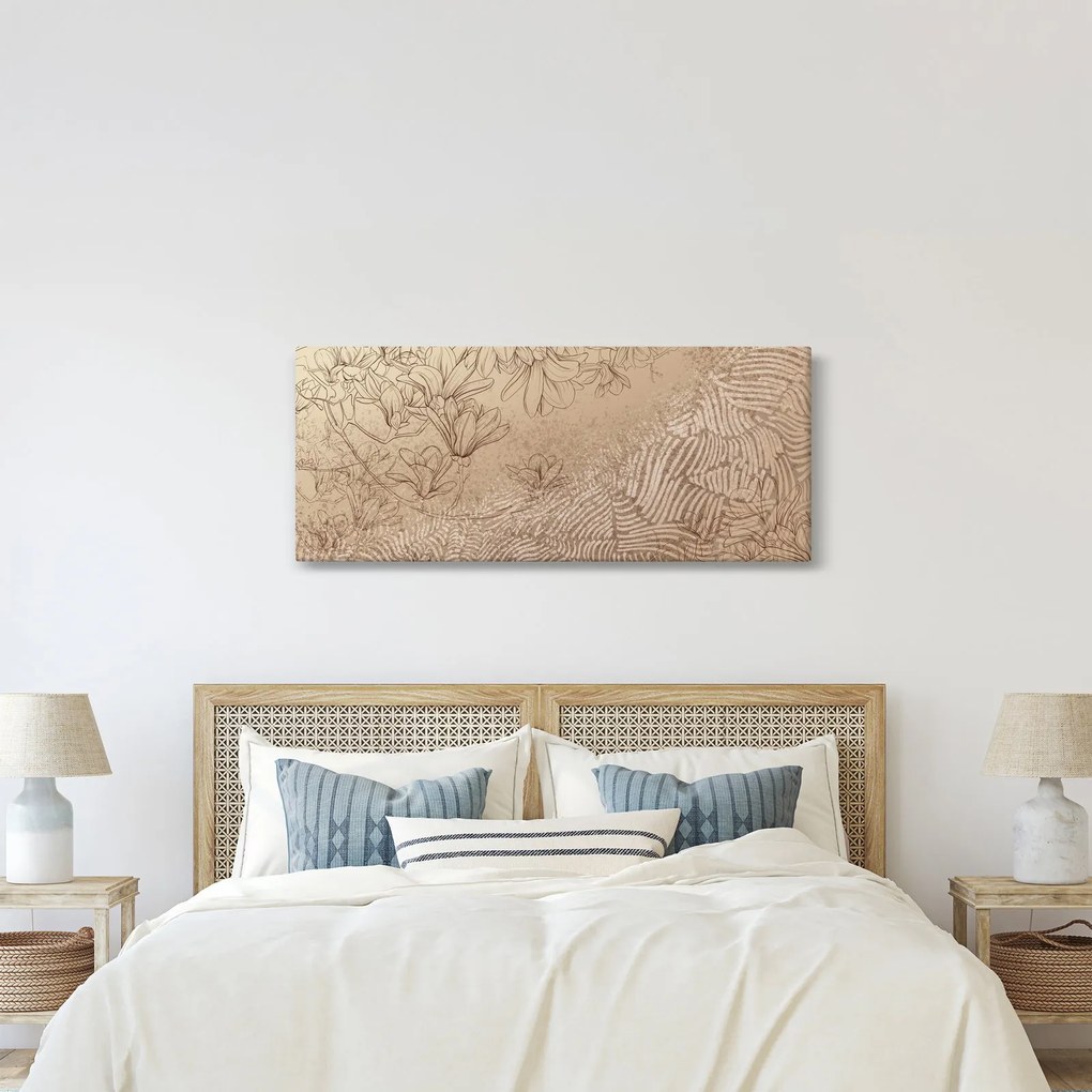 Obraz - Kreslené kvety (120x50 cm)