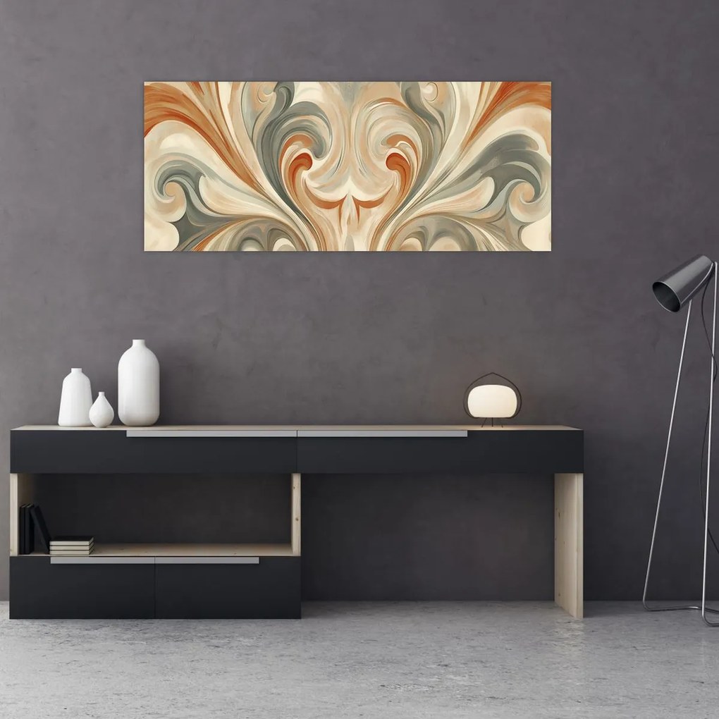 Obraz - Vír v zemitých farbách (120x50 cm)