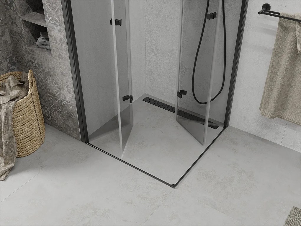 Mexen Lima Duo sprchovací kút 100 (dvere) x 100 (dvere) cm, číre sklo-čierny profil, 856-100-100-70-00-02