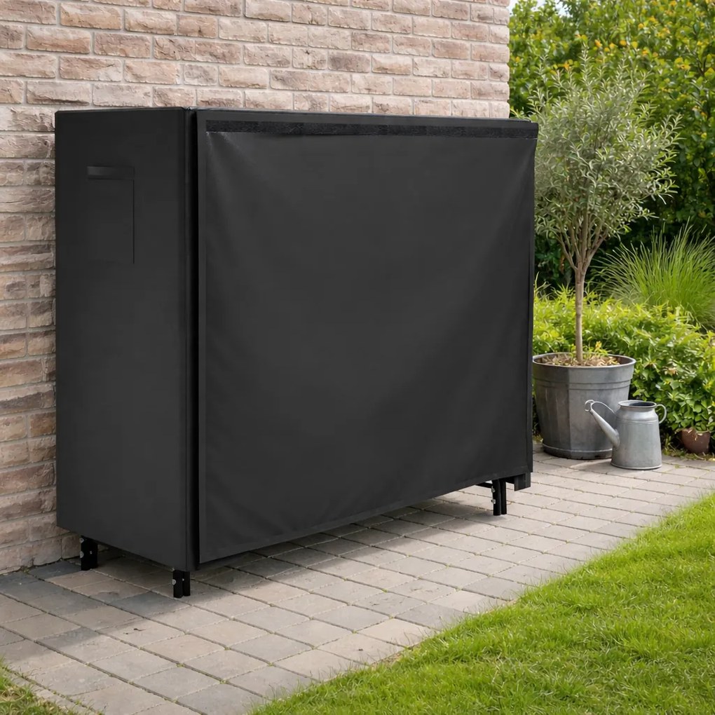 Stojan na drevo s krytom BestBerg BBFR-122C / 122 × 34 × 110 cm / čierna