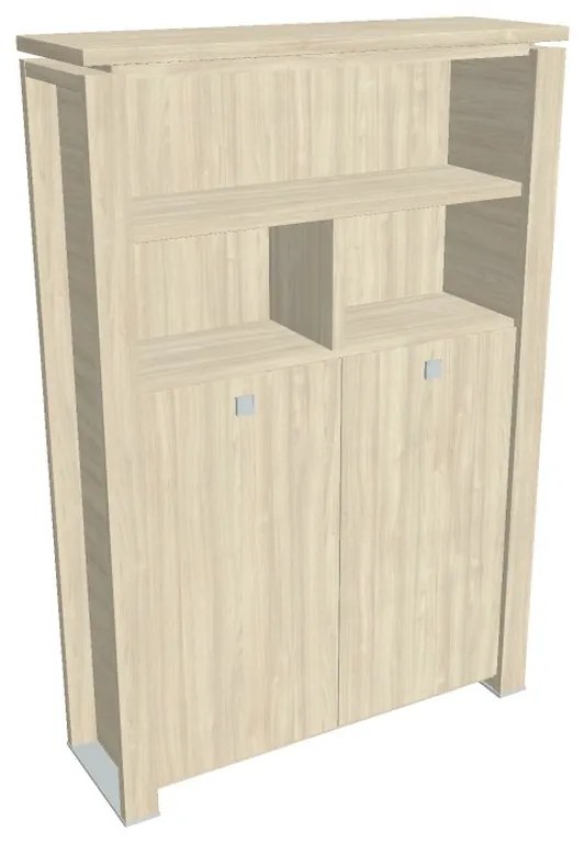 Vysoká šatníková skriňa Verno+ 140 x 46 x 210 cm, s regálom, agát